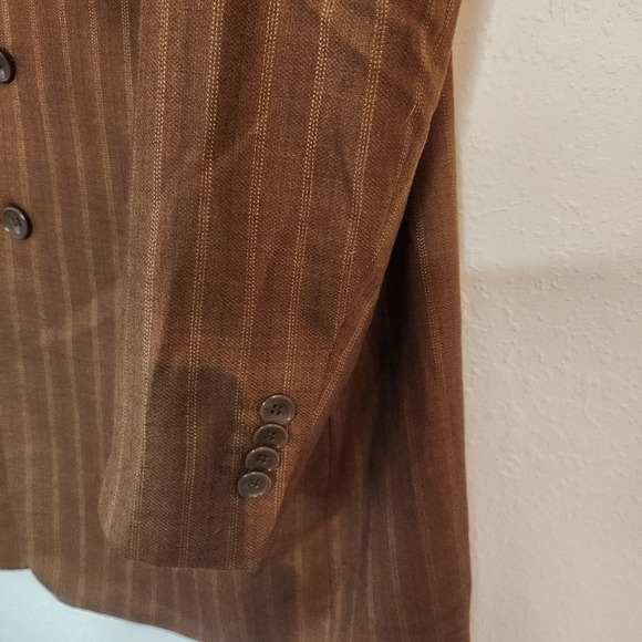 Loriano Collection Super 100's Cloth Brown Pinstripe Blazer 40R - Picture 2 of 10